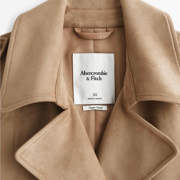 Abercrombie & Fitch Classic Camel Suede Trench Coat - Picture 3 of 7